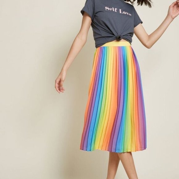 Modcloth Pleated Rainbow Skirt, Size XXS - Picture 1 of 4